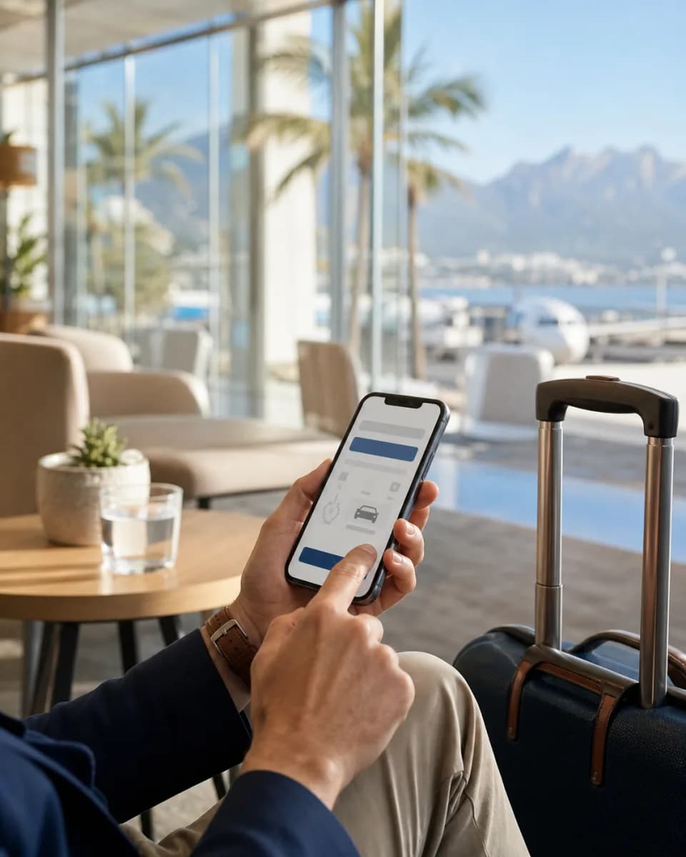Traveler booking a private transfer on a phone